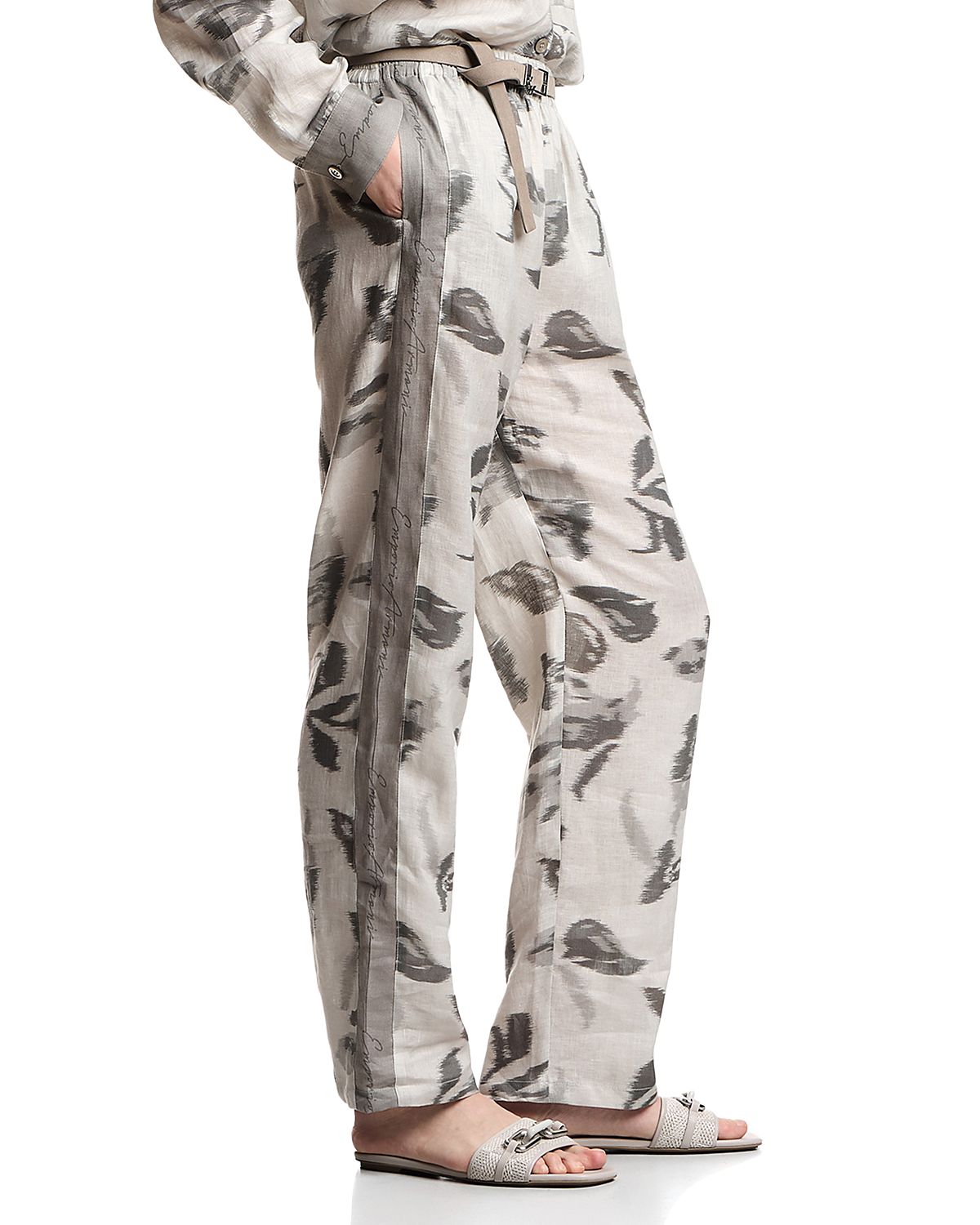 Emporio Armani Linen Flower Print Pants