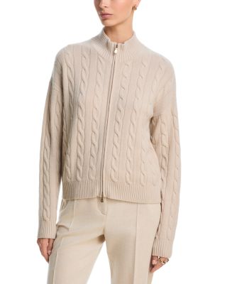 Double Zipper Cable Knit Cashmere Sweater