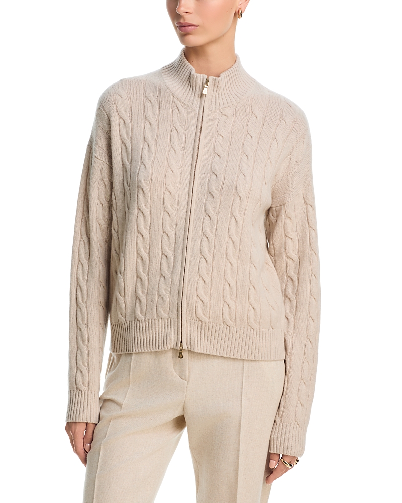 Eleventy Double Zipper Cable Knit Cashmere Sweater