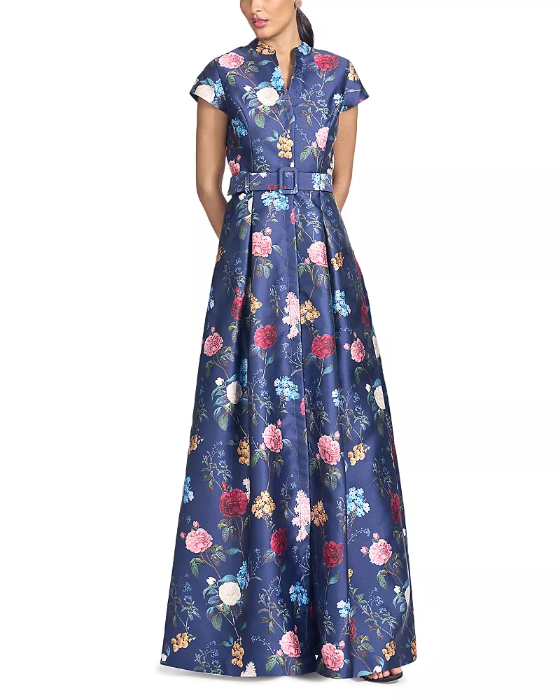 Sachin Babi Marta Belted Shirtdress Gown