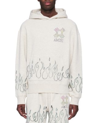Logo Flame Graphic Cotton Hoodie