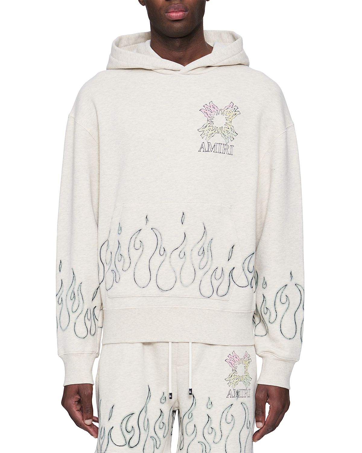 amiri Logo Flame Graphic Cotton Hoodie