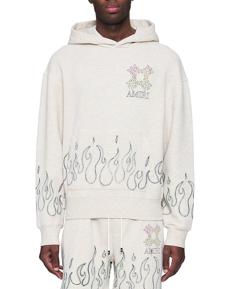 amiri Logo Flame Graphic Cotton Hoodie