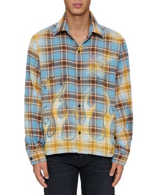 Flame Graphic Cotton Flannel Shirt