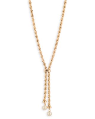 Rope Imitation Pearl Y Necklace, 17"