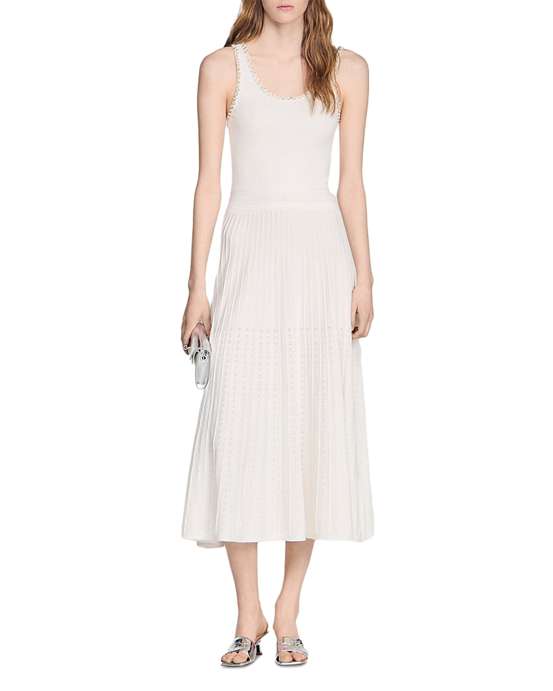 Sandro Boreale Rhinestone Knit Maxi Dress