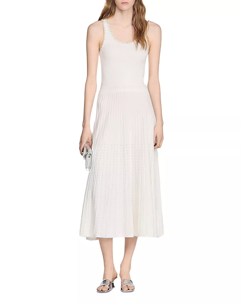 Sandro Boreale Rhinestone Knit Maxi Dress