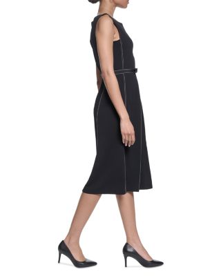 Contrast Stitch Belted Midi Dress - thumbnail 3