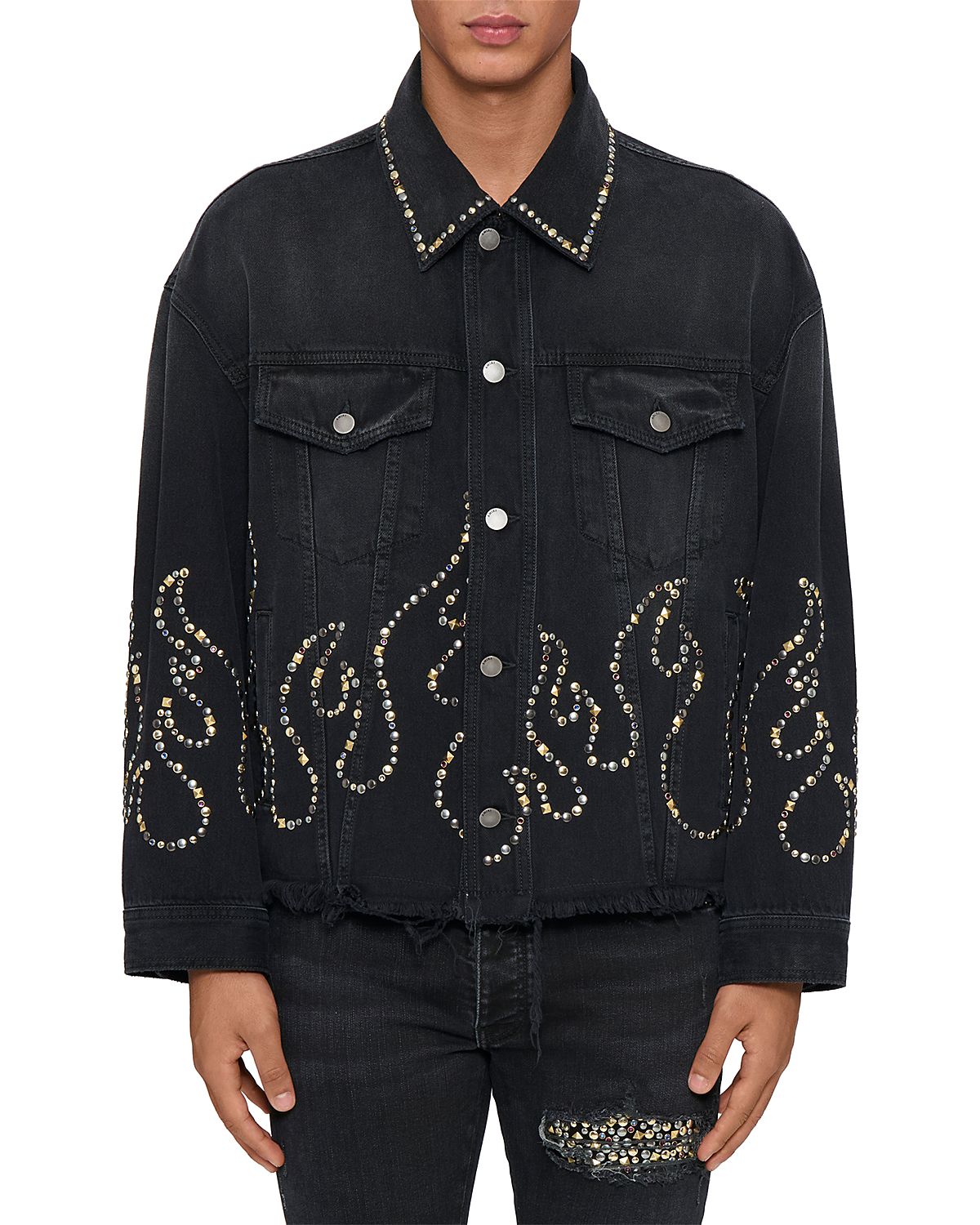 amiri Stud Flame Cotton Trucker Jacket