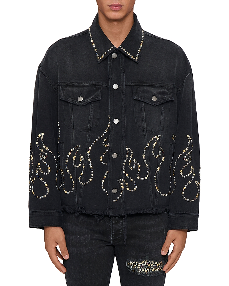 amiri Stud Flame Cotton Trucker Jacket