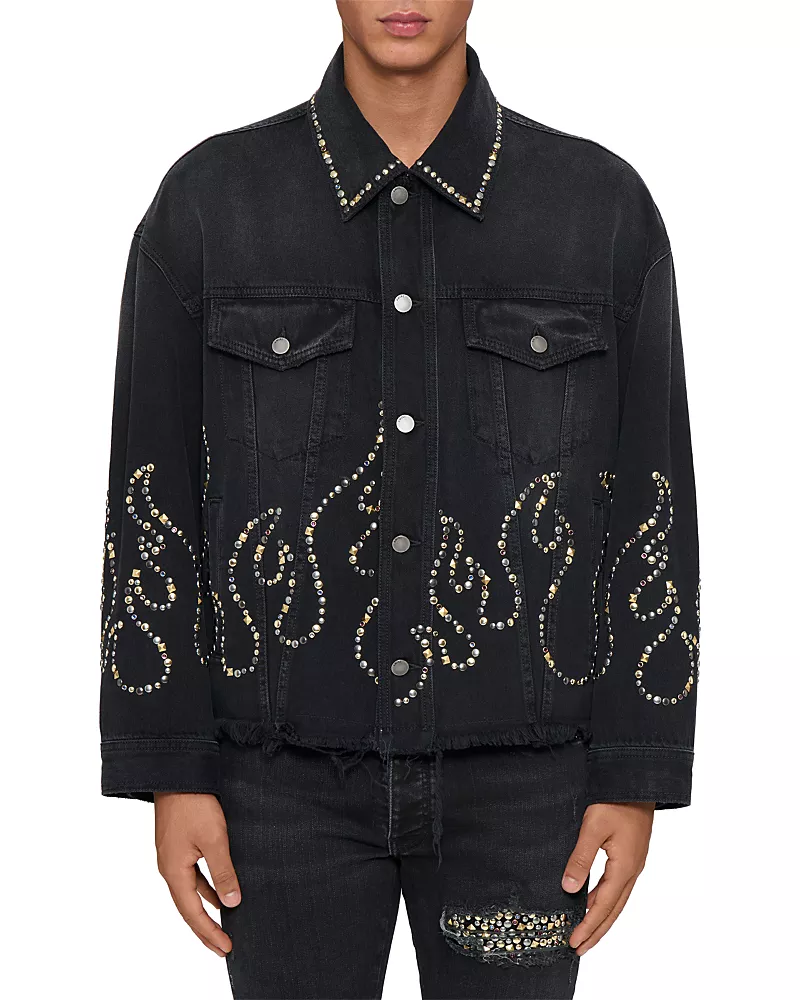 amiri Stud Flame Cotton Trucker Jacket