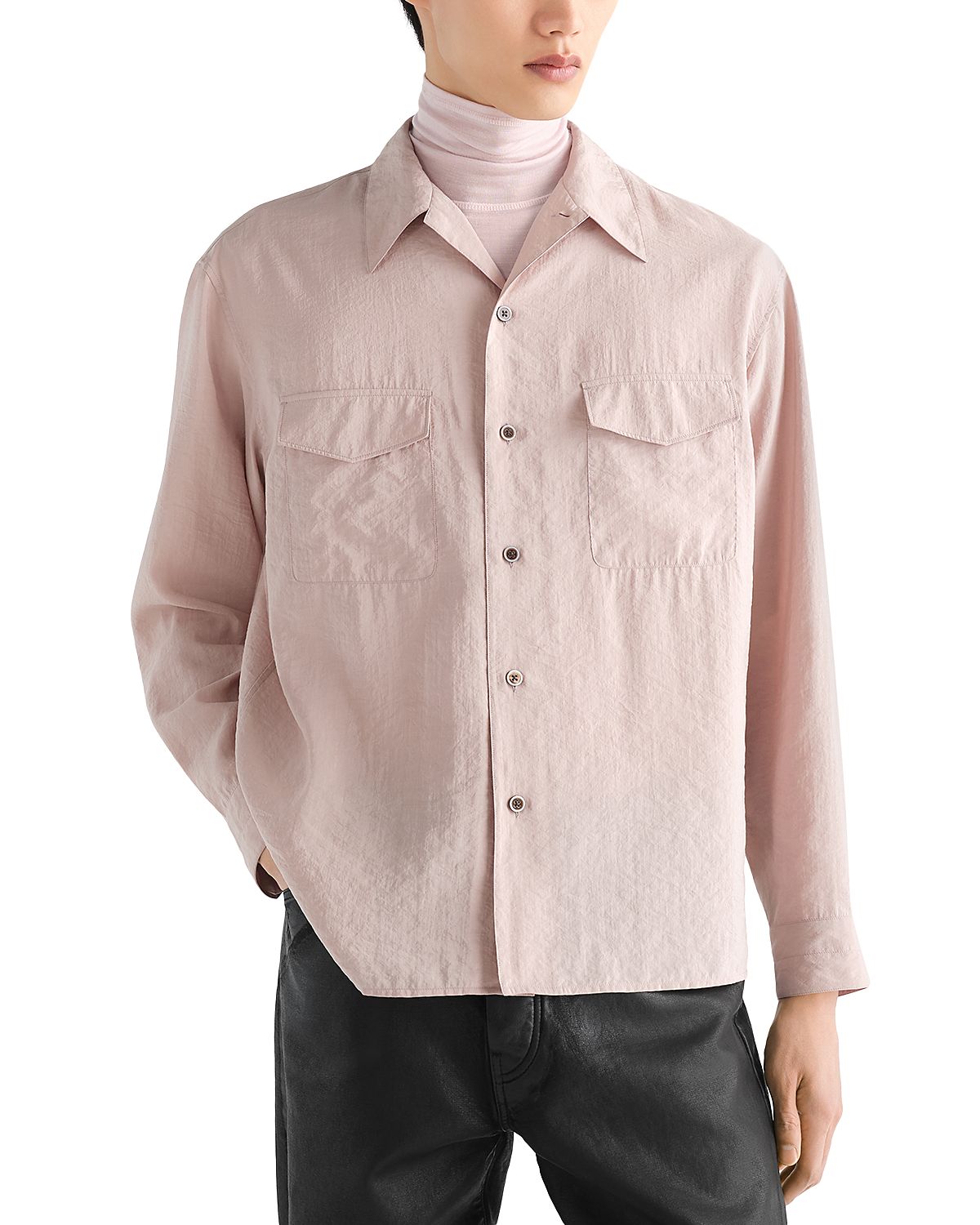 Lemaire Orchid Silk Blend Pocket Shirt