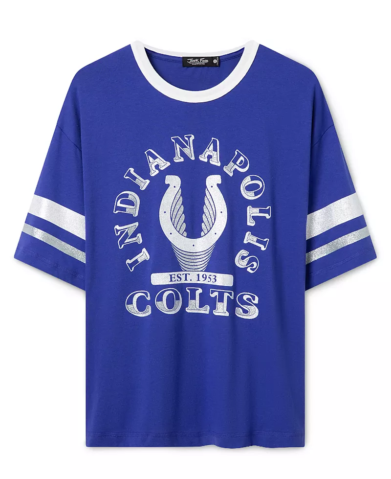 Junk Food Clothing Women's Indianapolis Colts Glitter Boxy Ringer