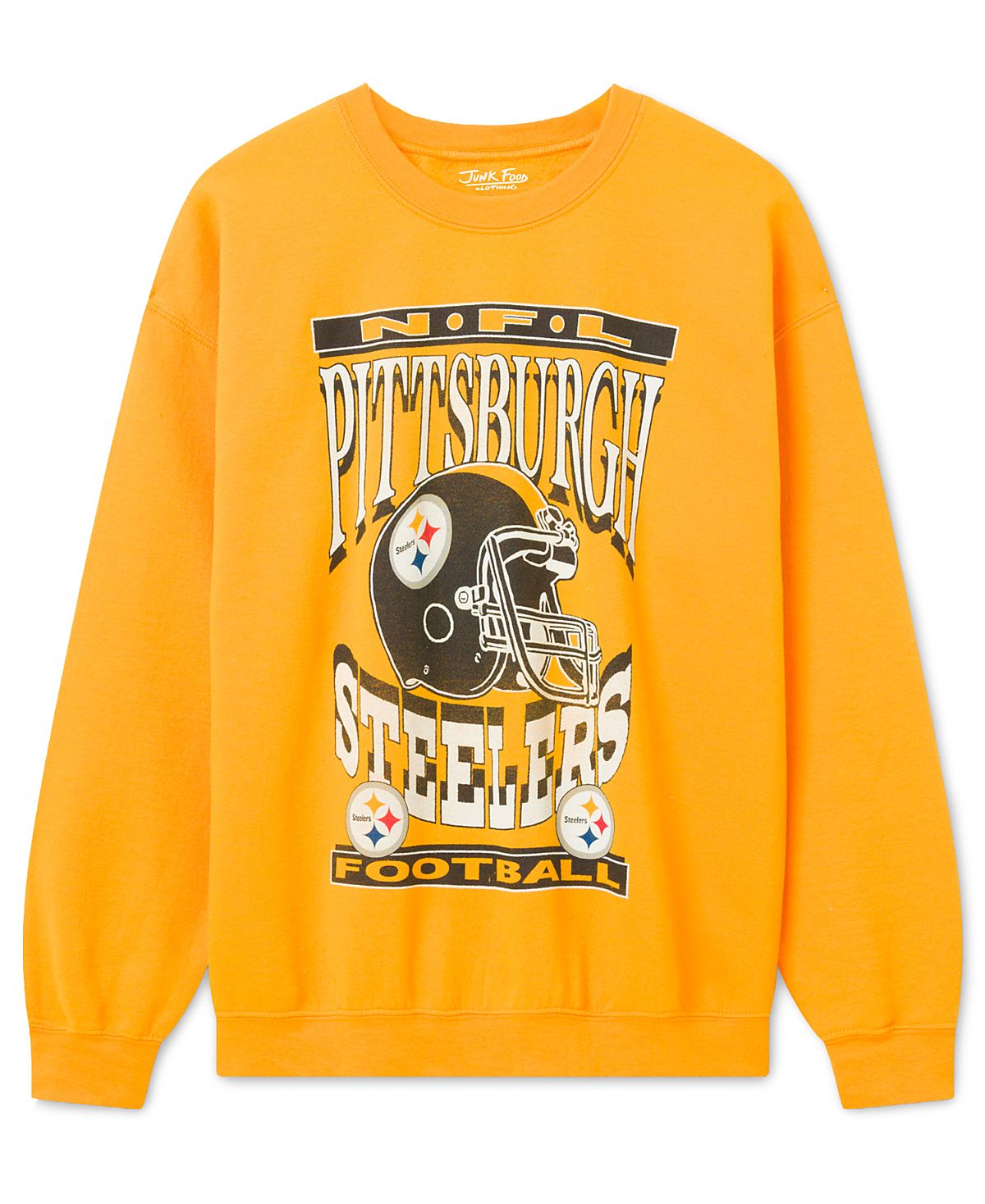 Junk Food Clothing Unisex Pittsburgh Steelers Helmet Flea Market Crew Fleece Sweatshirt