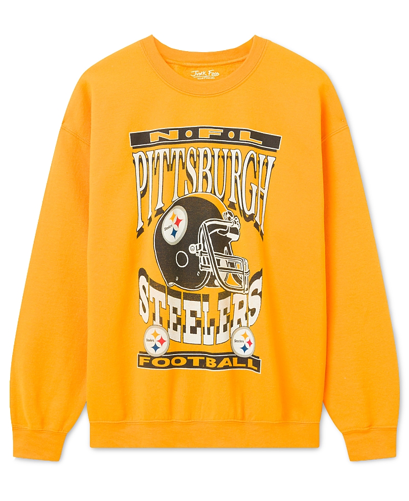 Junk Food Clothing Unisex Pittsburgh Steelers Helmet Flea Market Crew Fleece Sweatshirt