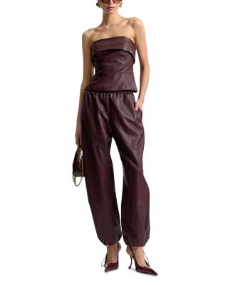 Faux Leather Foldover Strapless Top - thumbnail 2