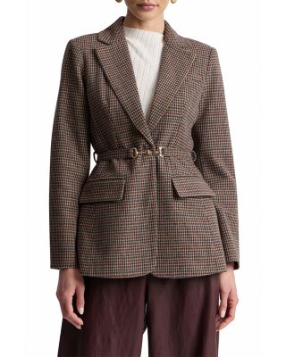 Houndstooth Belted Blazer