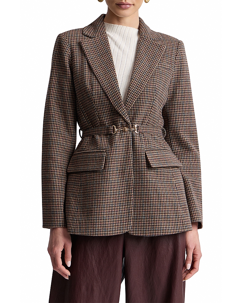 Avec Les Filles Houndstooth Belted Blazer