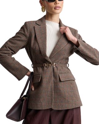 Houndstooth Belted Blazer - thumbnail 2