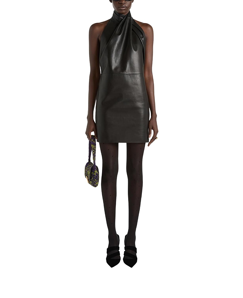 Balmain Lambskin Open-Back Dress