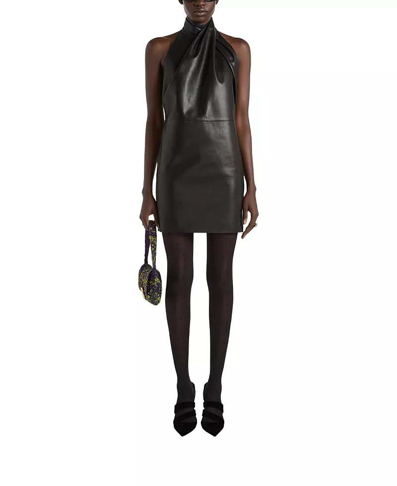 Balmain Lambskin Open-Back Dress