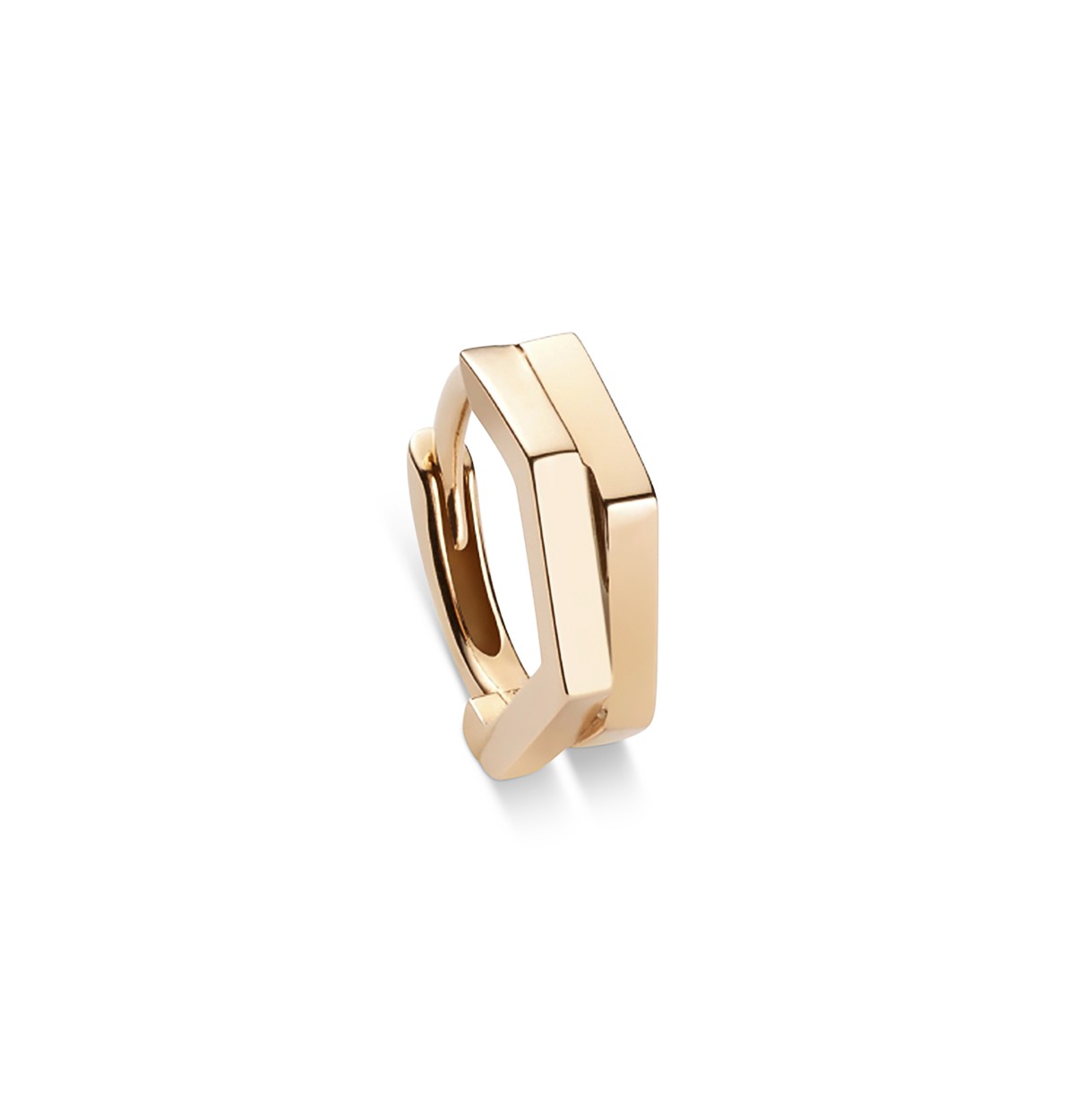 Repossi 18K Gold Antifer Double Row Single Geometric Huggie Hoop Earring in Rose Gold