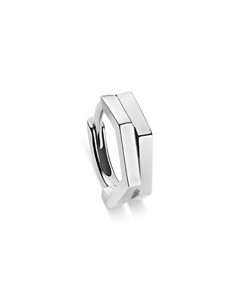18K Gold Antifer Double Row Single Geometric Huggie Hoop Earring