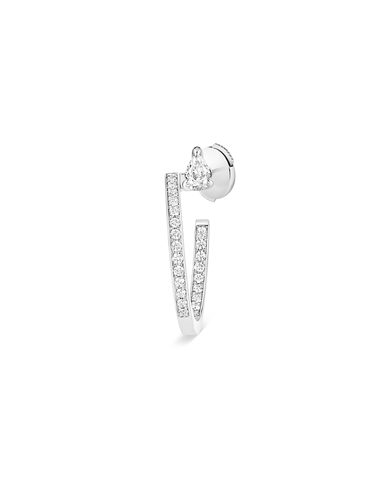 Repossi 18K White Gold Serti sur Vide Diamond Pear & Round Right Single Drop Earring