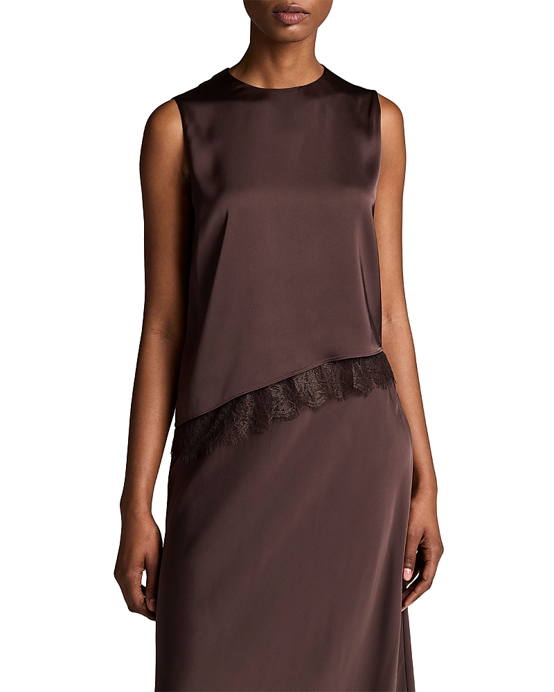 Vince Lace Trim Satin Asymmetric Shell
