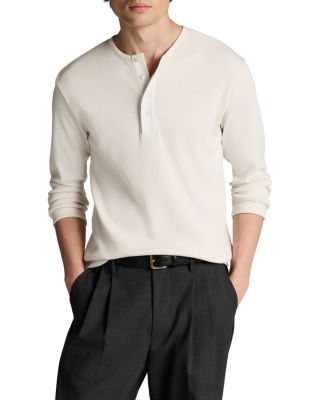 Ribbed Stretch Cotton Henley Shirt