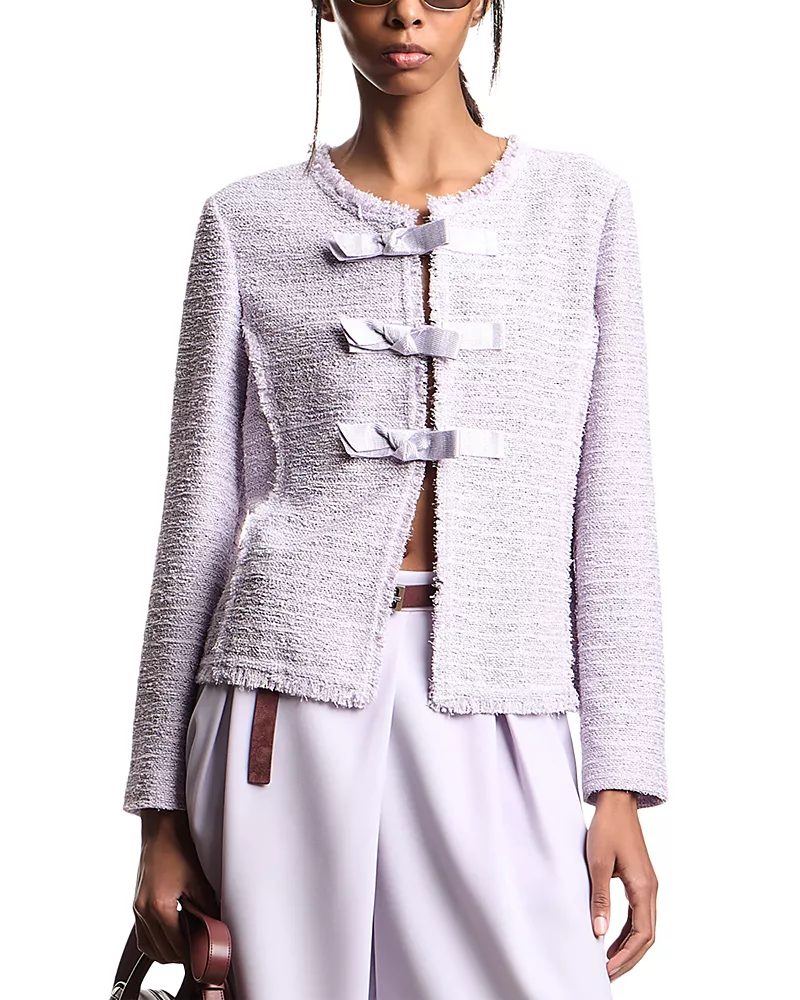 Emporio Armani Collarless Textured Bow Jacket