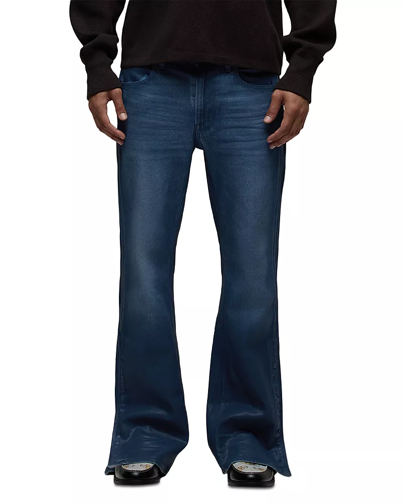 Hudson Walker Flare Cotton Blend 33 Jeans in Coated Navy