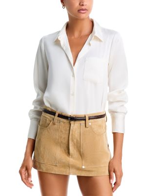 Satin Button Front Blouse - Exclusive