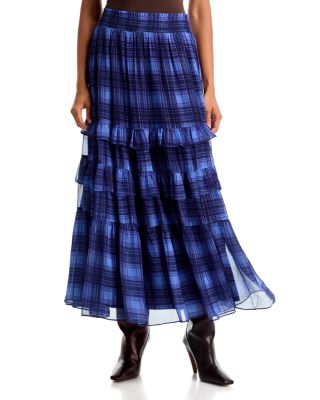 Plaid Ruffled Tiered Maxi Skirt - Exclusive