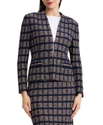Plus Checkered Knit Jacket