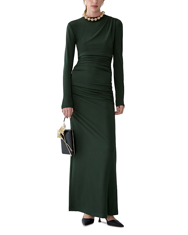 Carolina Herrera Long Sleeve Back Slit Maxi Dress