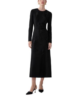 Embellished Long Sleeve Midi Dress