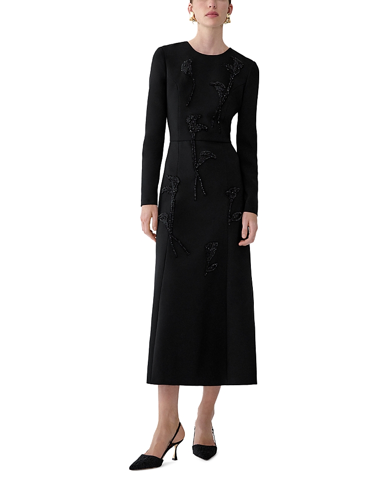 Carolina Herrera Embellished Long Sleeve Midi Dress
