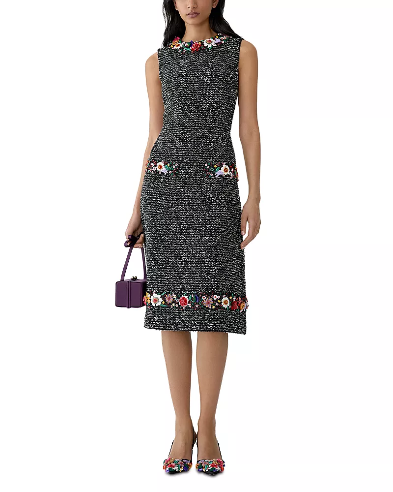 Carolina Herrera Embellished Sleeveless Knee Length Dress