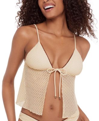  Tie Front Crop Tankini Top
