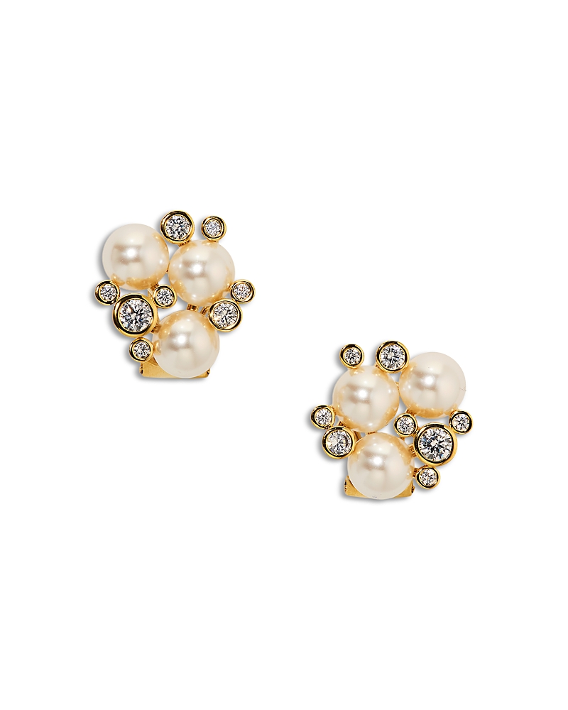 Nadri Cubic Zirconia & Imitation Pearl Under the Sea Crown Cluster Stud Earrings · OS