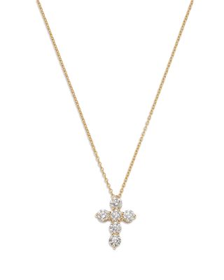 Diamond Cross Pendant Necklace in 14K Gold, 1.0 tcw