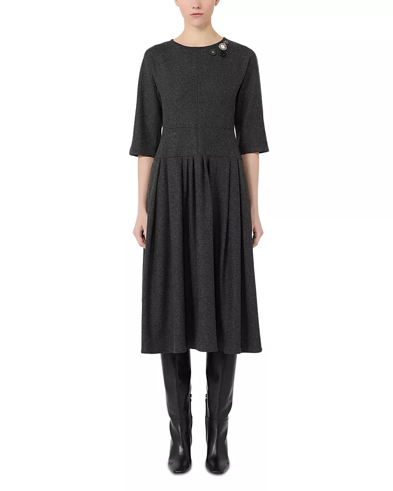 Max Mara Smmtania Jersey Pleated Dress