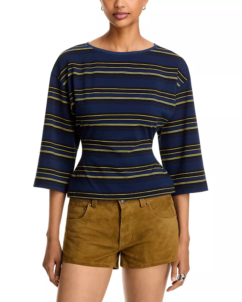 Eb Denim Douglas Striped Curved Tee