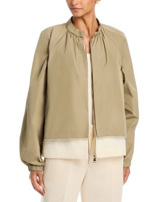 Layered Hem Taffeta Bomber Jacket