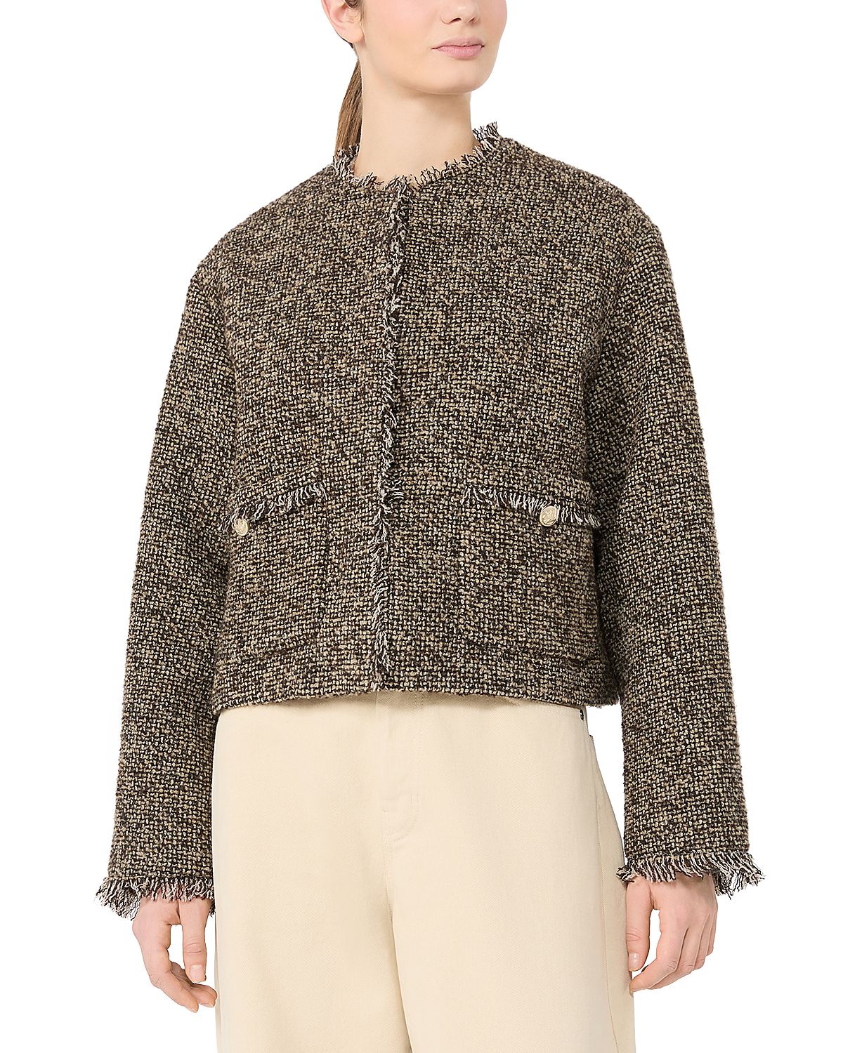 Weekend Max Mara Wkdvento Boucle Knit Cropped Jacket