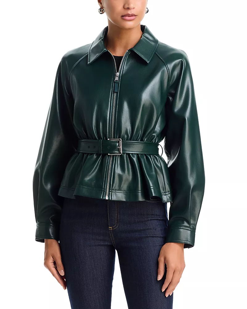 Cinq a Sept Briar Faux Leather Belted Jacket
