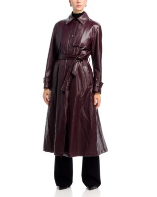 Belted Faux Leather Raincoat - thumbnail 3