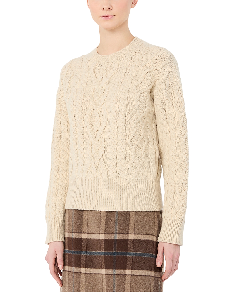 Weekend Max Mara Wkdalben Wool Cable Knit Crewneck Sweater