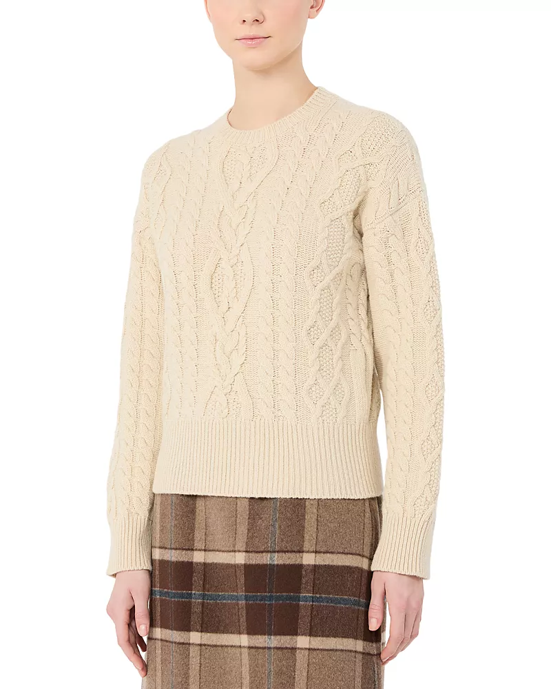 Weekend Max Mara Wkdalben Wool Cable Knit Crewneck Sweater